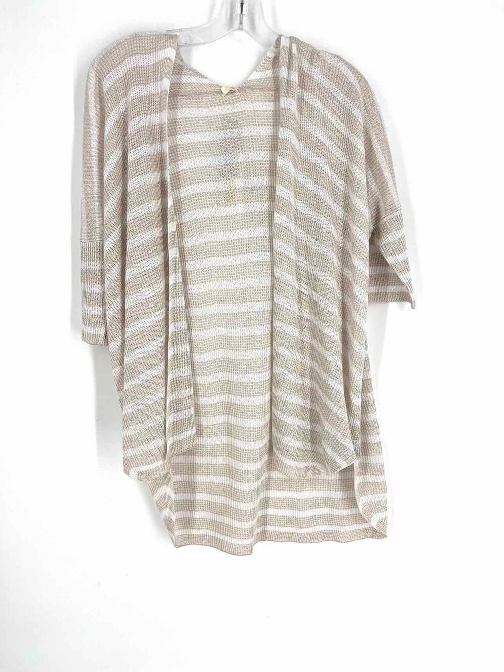 Eileen Fisher Size XXS White/Tan Stripe Linen NEW Designer Cardigan
